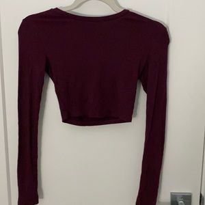 Burgundy Coloured Tight cropped shirt